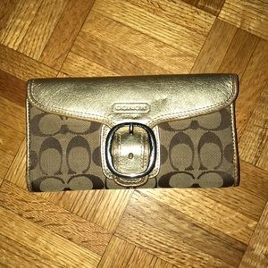 Tan and Gold Coach Wallet